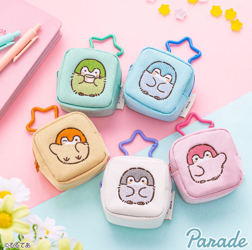 コウペンちゃんカラビナつき刺繍スクエアミニポーチ