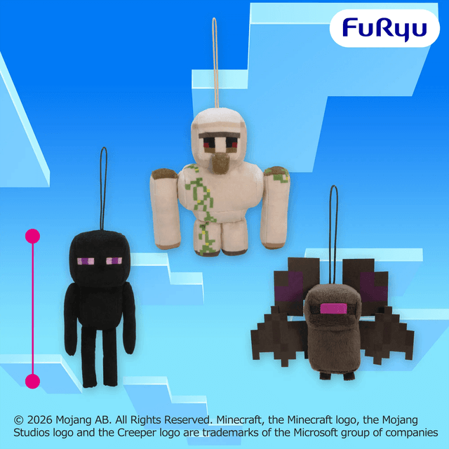 マインクラフト マスコット:エンダーマン:アイアンゴーレム:コウモリ