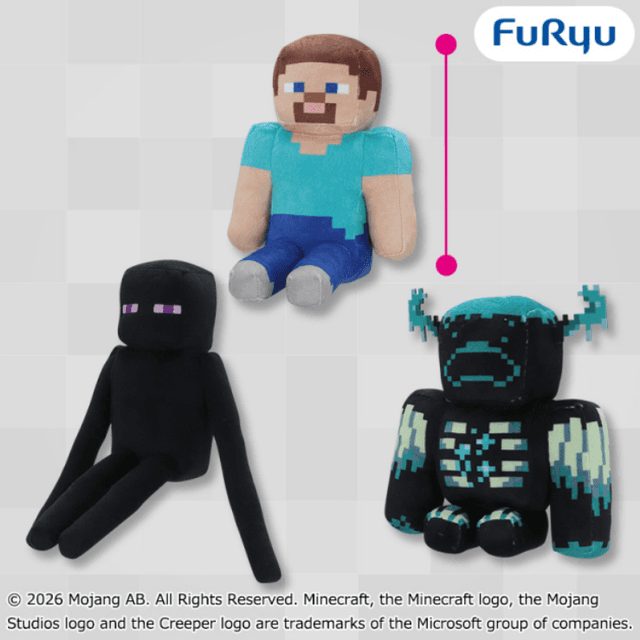 マインクラフト おすわりぬいぐるみ:スティーブ:エンダーマン:ウォーデン