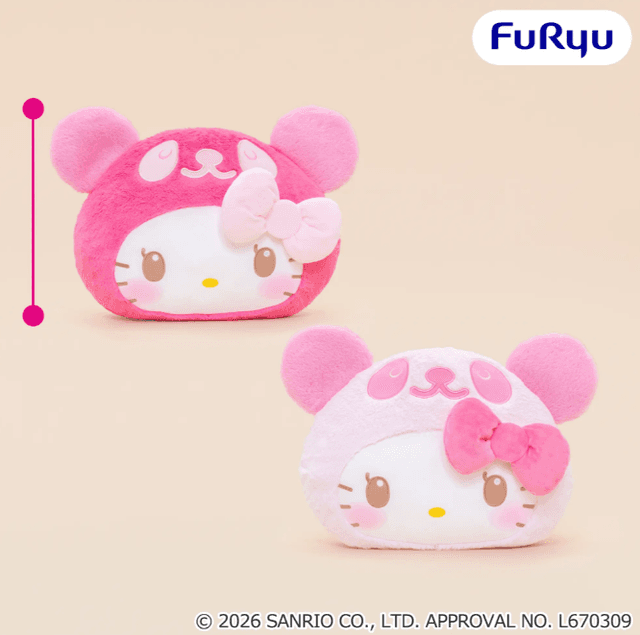パンダ ハローキティ まるっこヘッドBIGぬいぐるみ