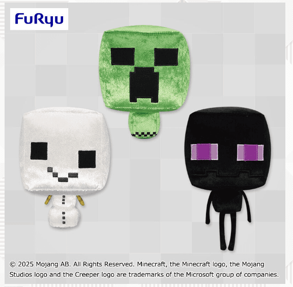 マインクラフト シャイニーぬいぐるみ:クリーパー:スノーゴーレム:エンダーマン