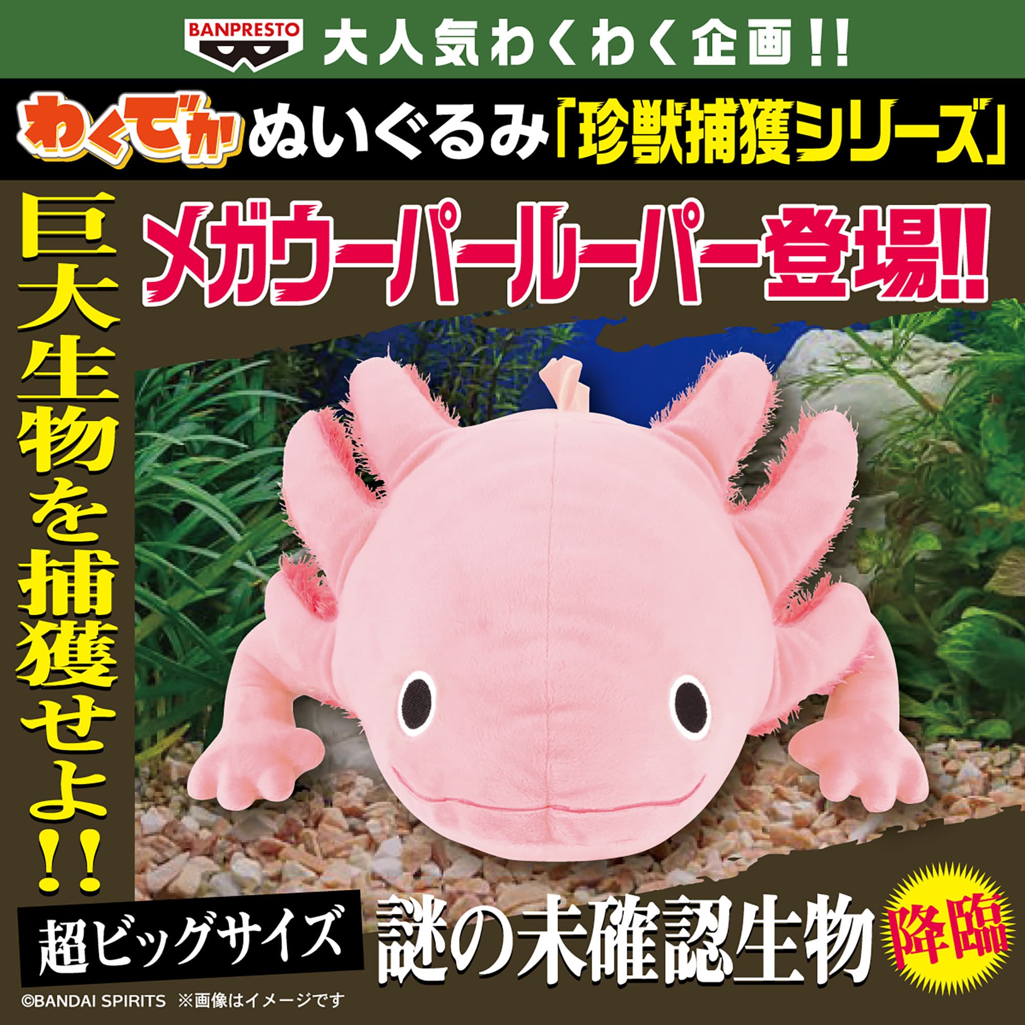 わくでかぬいぐるみ 珍獣捕獲シリーズ メガウーパールーパー
