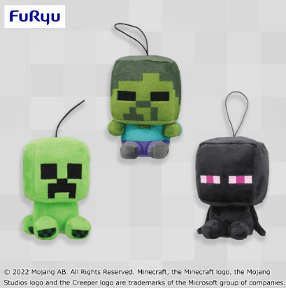 マインクラフト ふわふわデフォルメマスコット:クリーパー:ゾンビ:エンダーマン